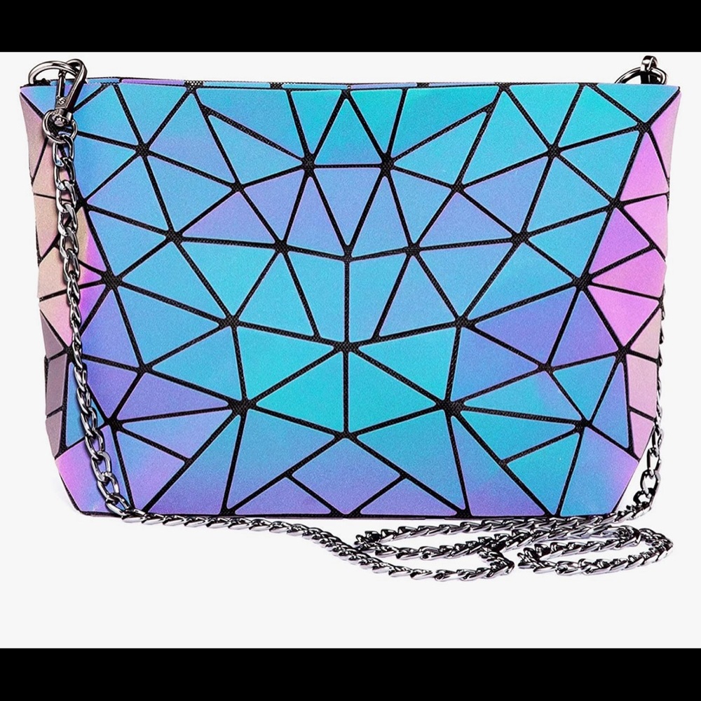 🔥 Geometric Luminous Purses Handbags Holographic Reflective Crossbody Bag